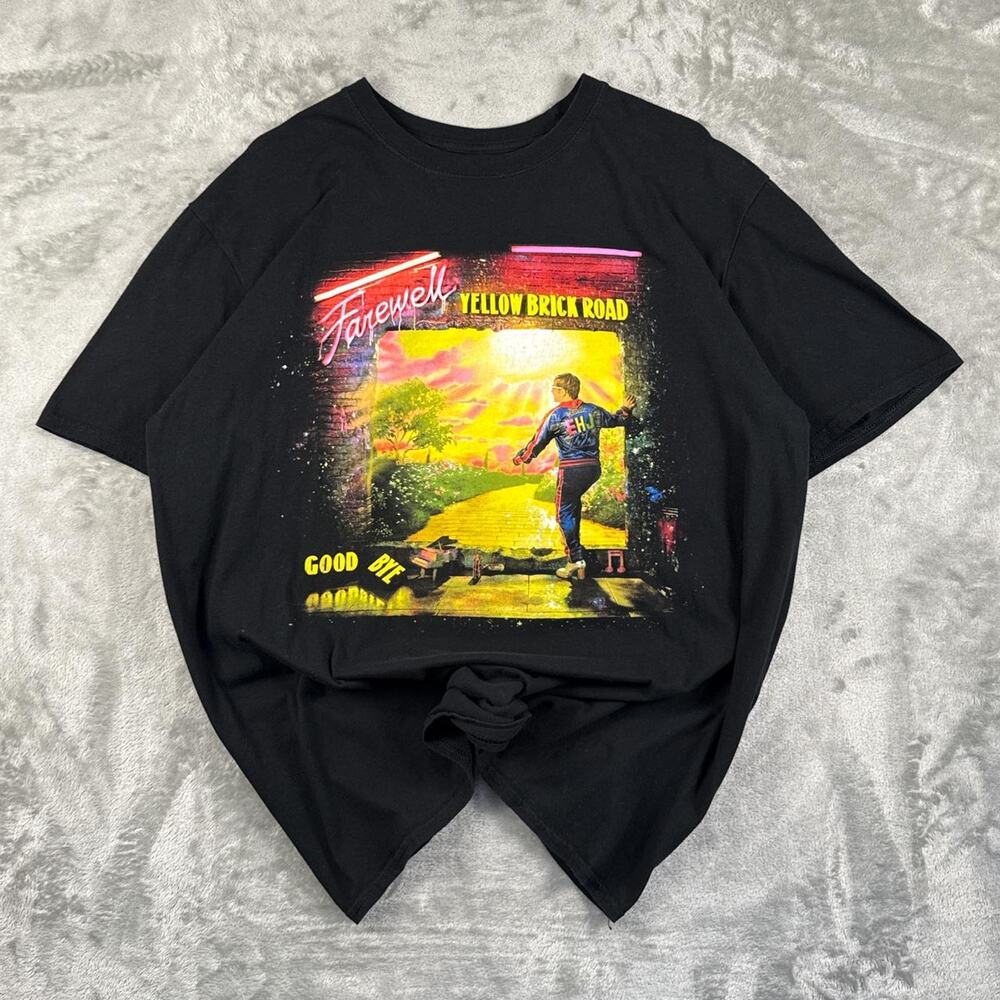 Elton John Farewell Yellowbrick Road Tour 2022 Black Graphic Music Tee Size XL